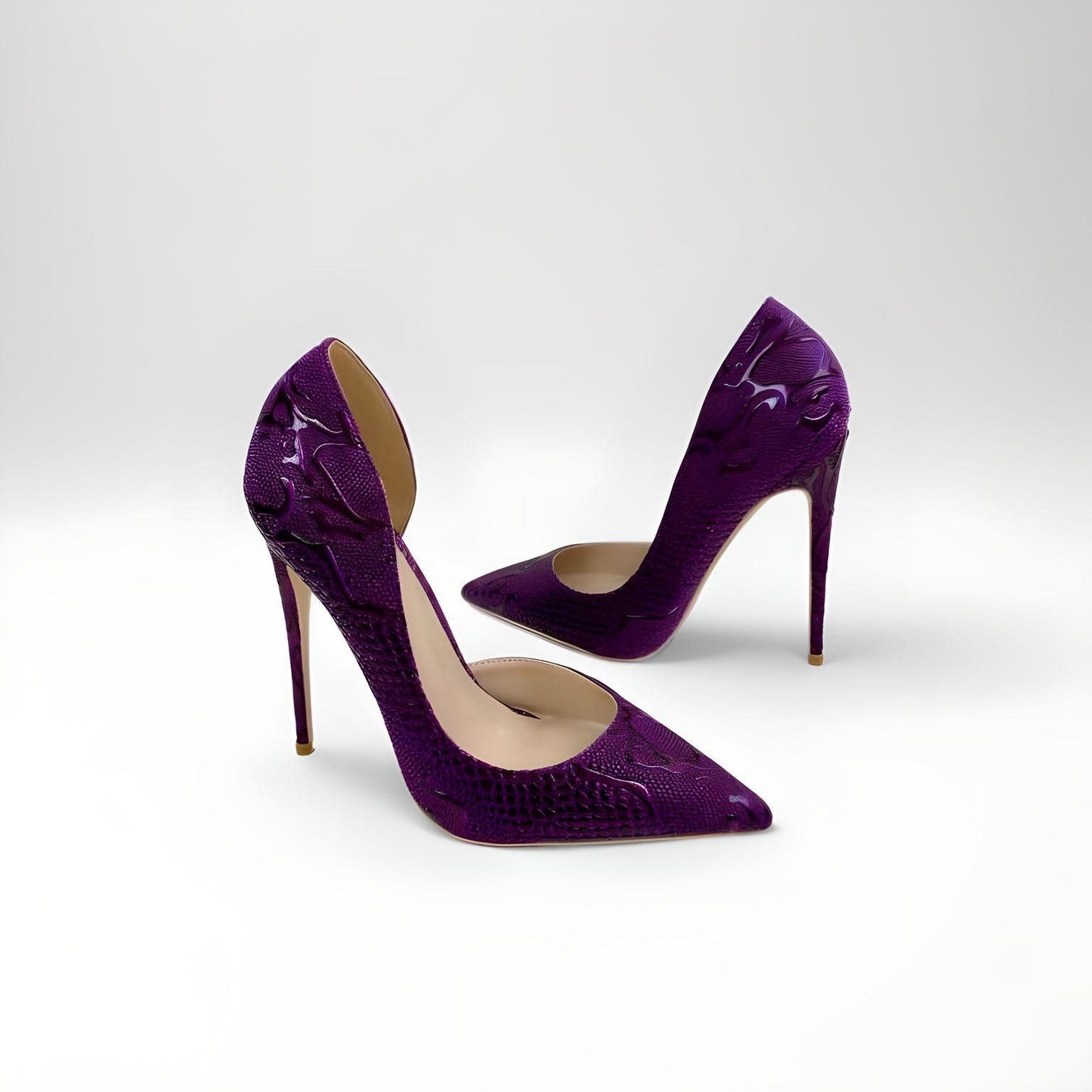 D'Orsay faux snakeskin stiletto pumps