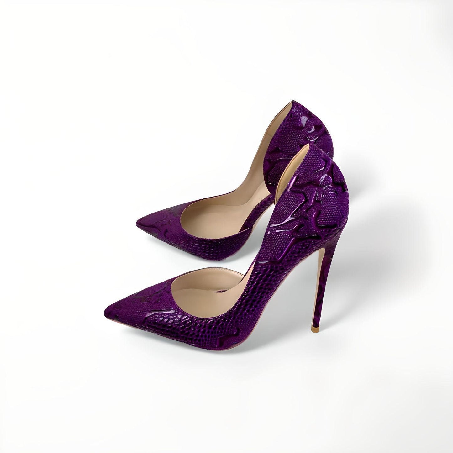 D'Orsay faux snakeskin stiletto pumps