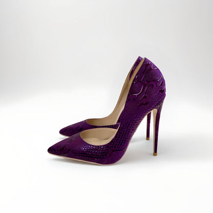 D'Orsay faux snakeskin stiletto pumps