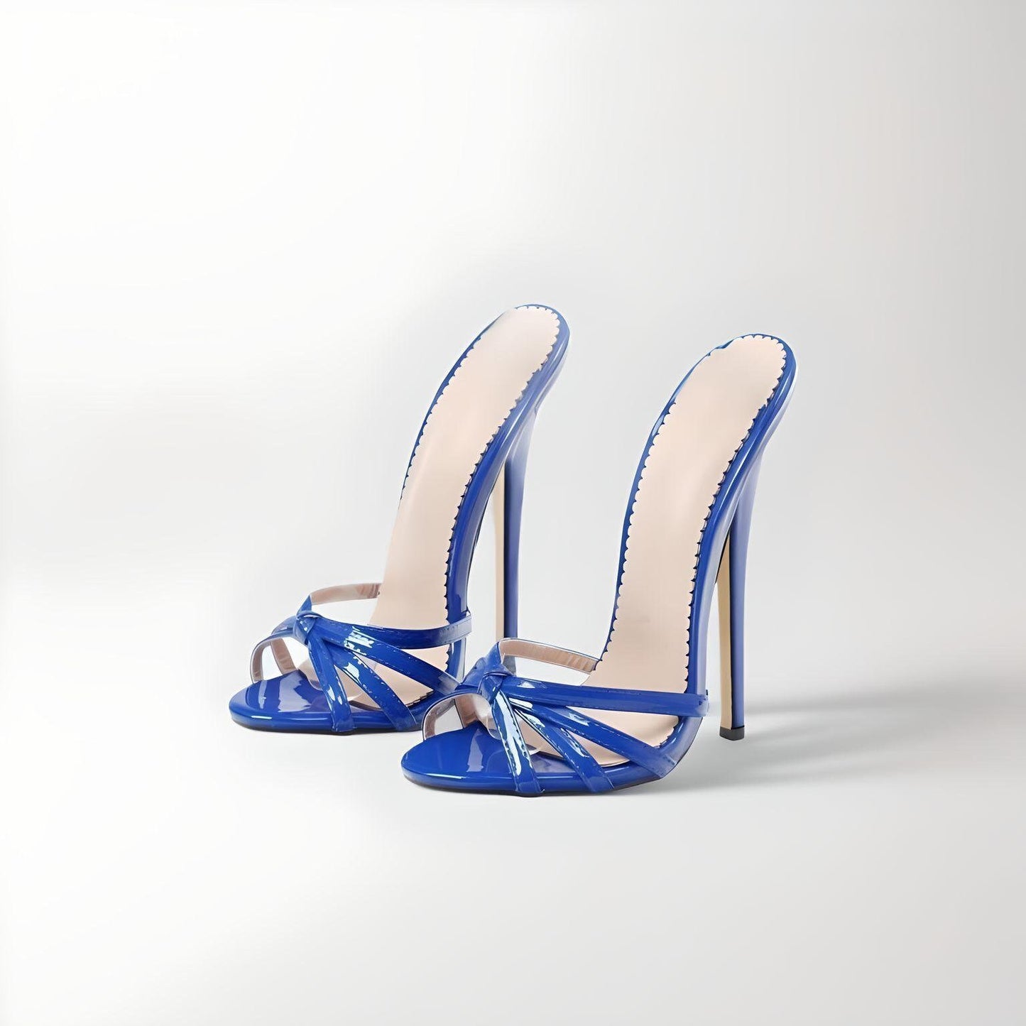 Strappy stiletto round toe mules 18cm