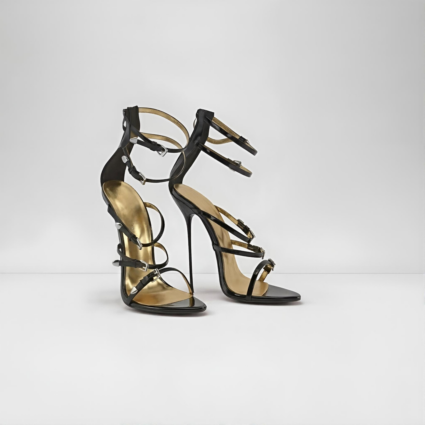 Ultradünne Sandalen mit Stilettoabsatz aus Metall, 13 cm oder 16 cm