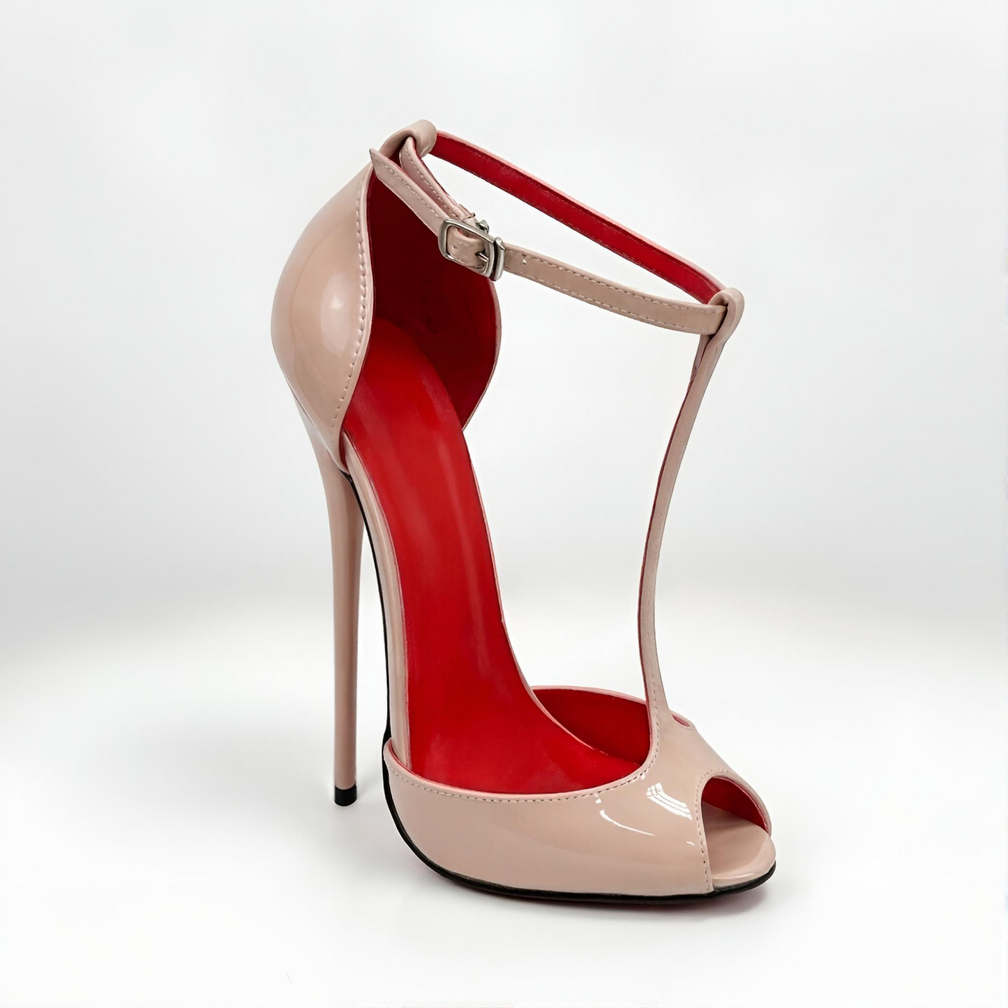 T-bar Peep Toe Stiletto High Heel Pumps