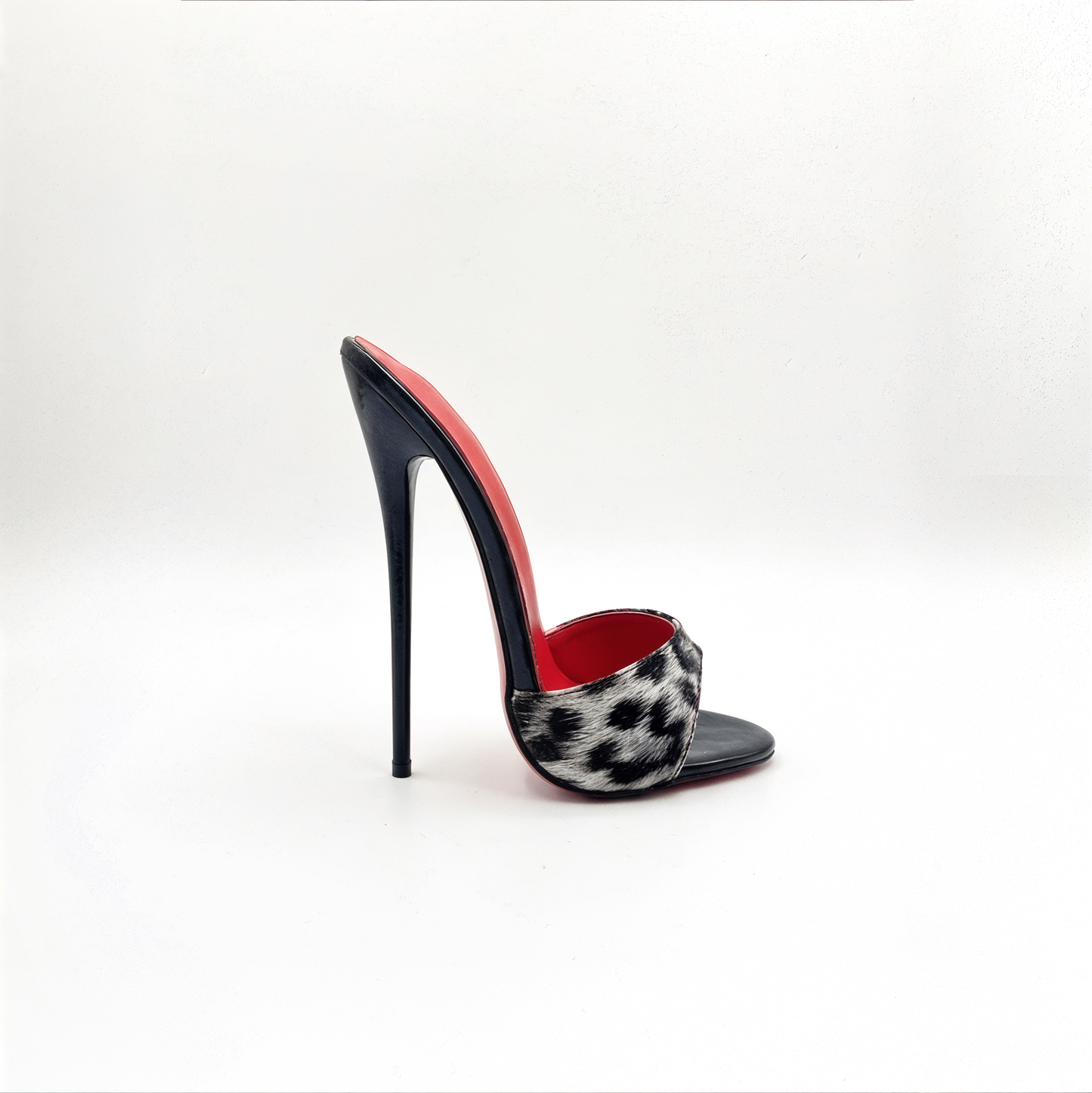 Patent animal print high heel stiletto mules
