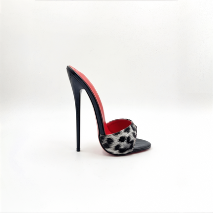 Patent animal print high heel stiletto mules