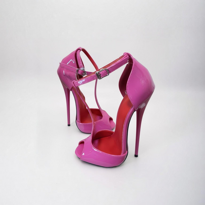 T-bar Peep Toe Stiletto High Heel Pumps