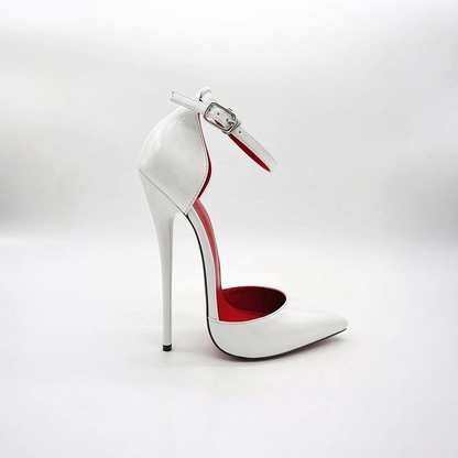 Pointed d'orsay stiletto ankle strap pumps