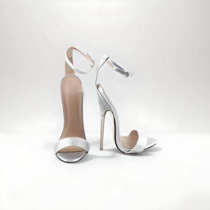 Metal stiletto heels barely there sandals 18cm