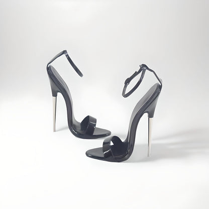 Metal stiletto heels barely there sandals 18cm