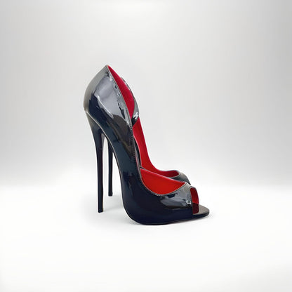 D'Orsay round peep toe stiletto pumps