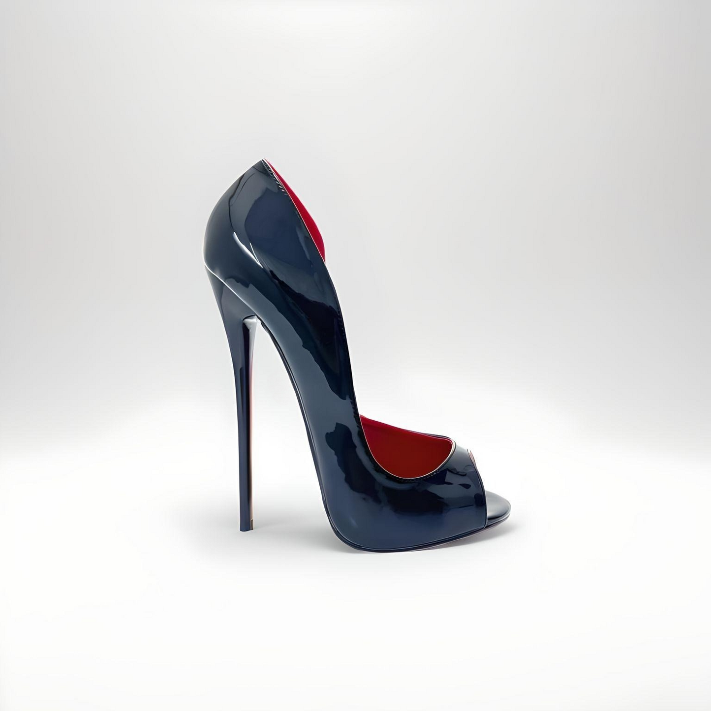 D'Orsay round peep toe stiletto pumps