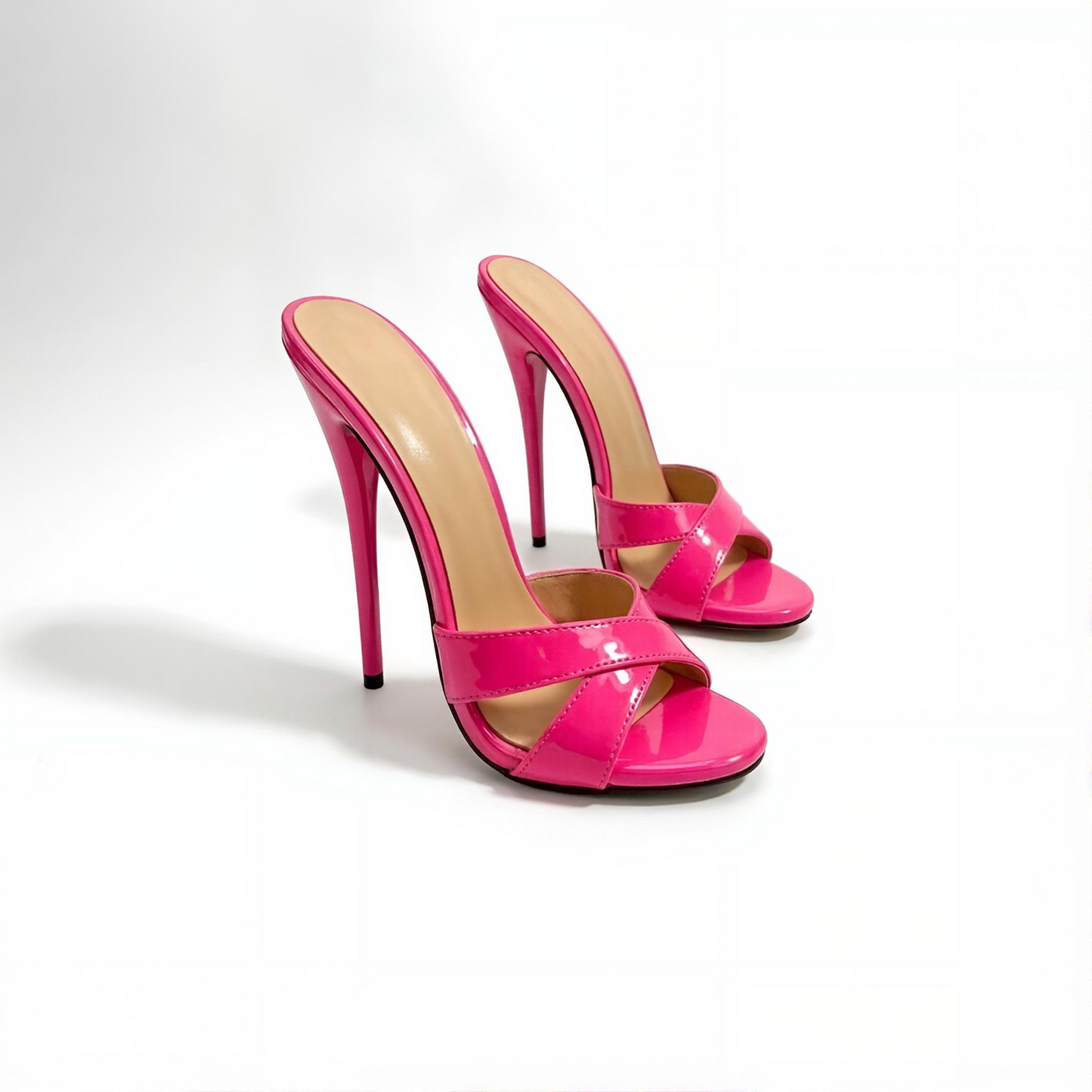 Pantoletten mit Riemchen-Stiletto und runder Spitze, 18 cm