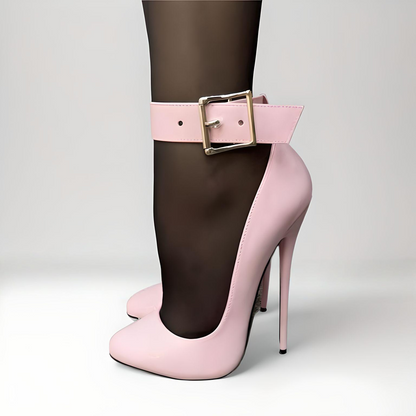 Stiletto Round Toe Locking Pumps with Buckle – 16cm / 6" High Heel