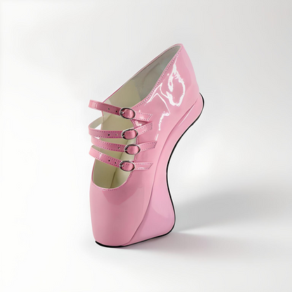 Heelless Ballet Mary Jane Strappy Extreme High Heel Patent Shoes 18cm