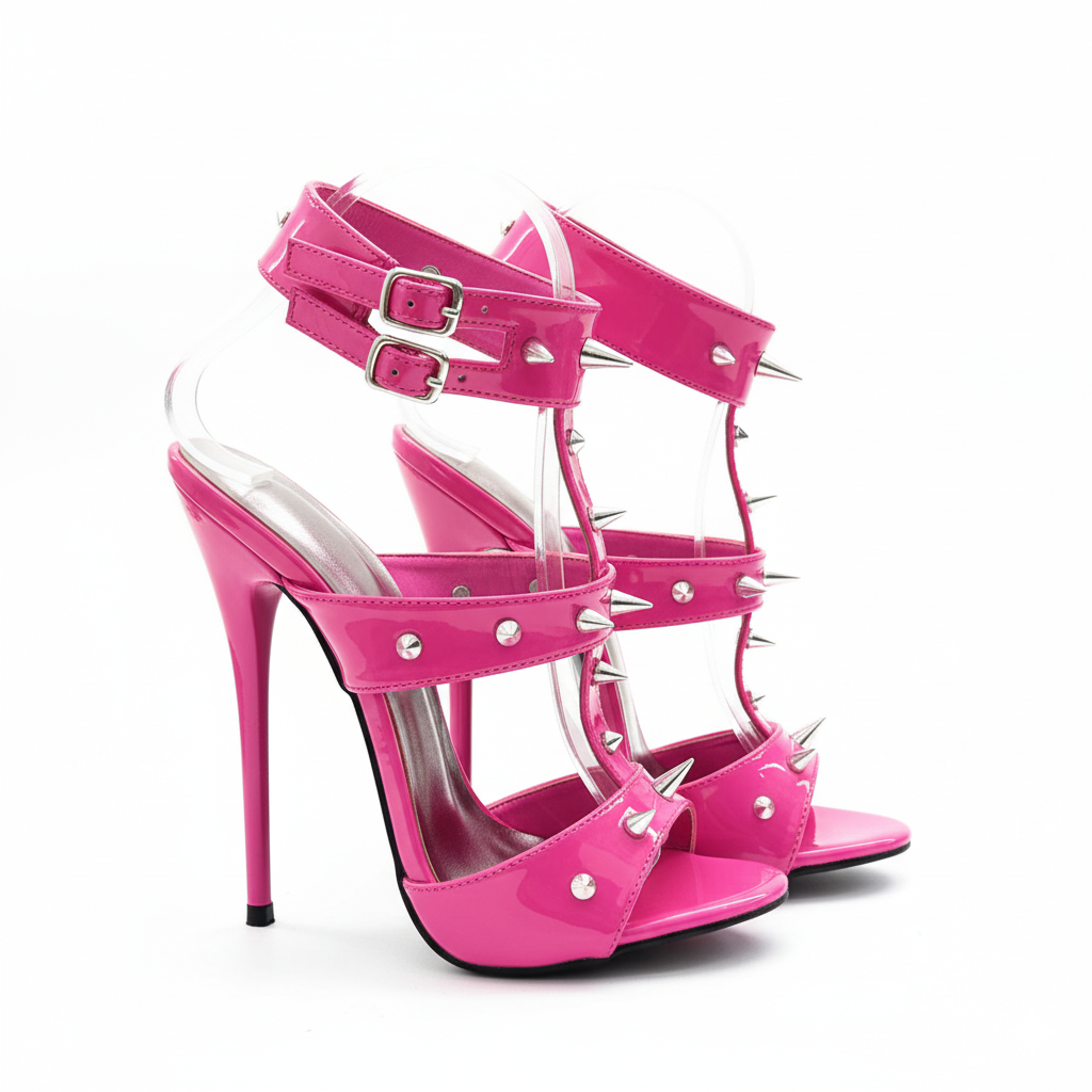 pink-spike-stiletto-sandals 16cm heel