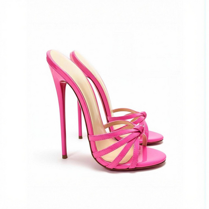 Strappy stiletto round toe mules