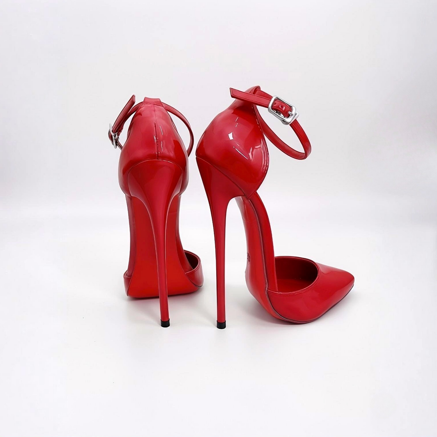 Pointed d'orsay stiletto ankle strap pumps
