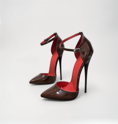 Pointed d'orsay stiletto ankle strap pumps