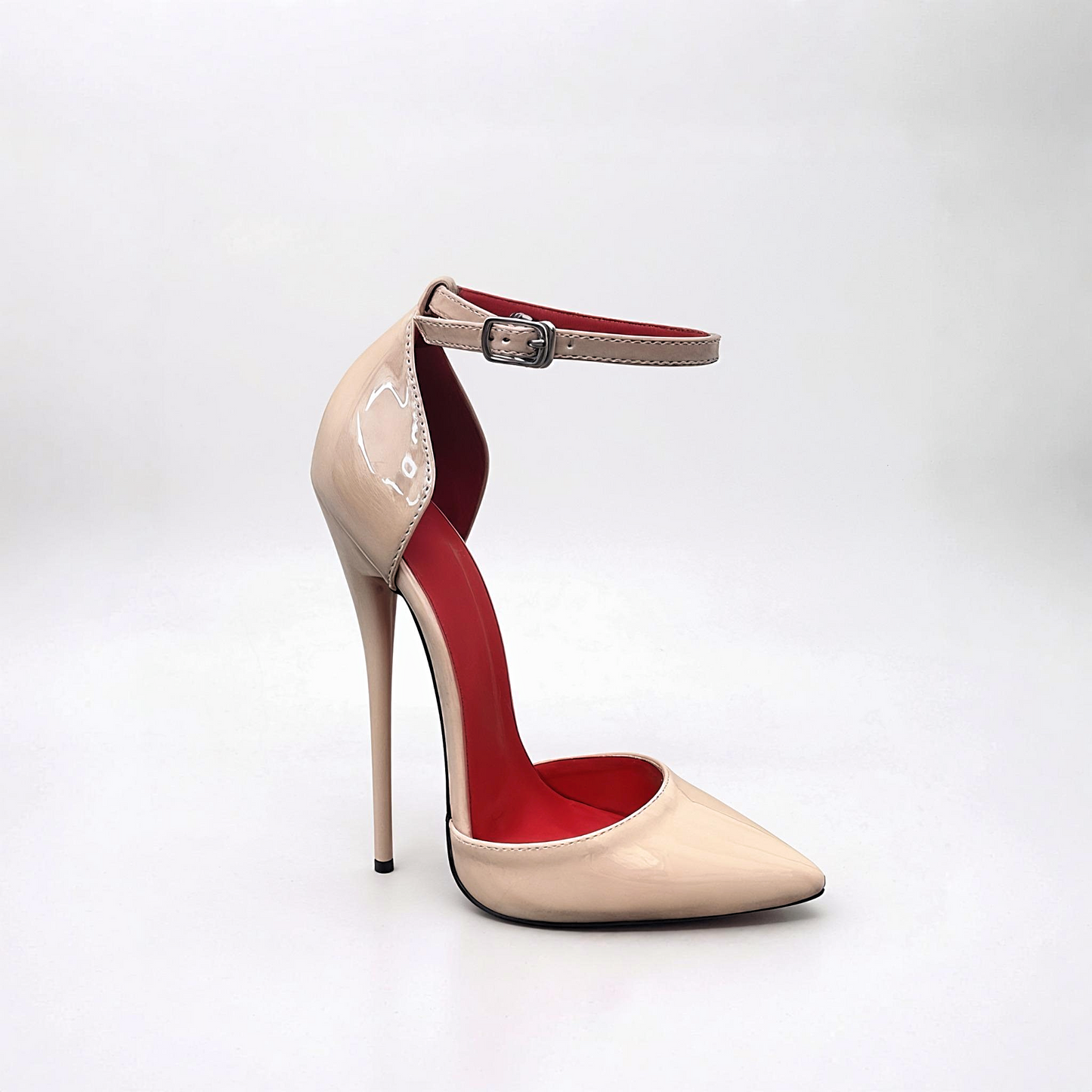 Pointed d'orsay stiletto ankle strap pumps