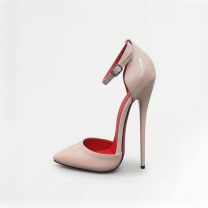 Pointed d'orsay stiletto ankle strap pumps