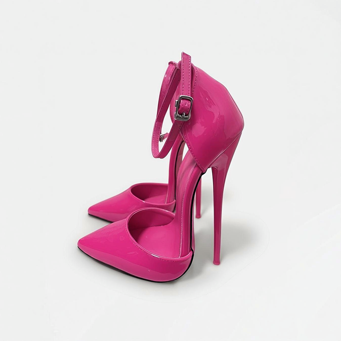 Pointed d'orsay stiletto ankle strap pumps