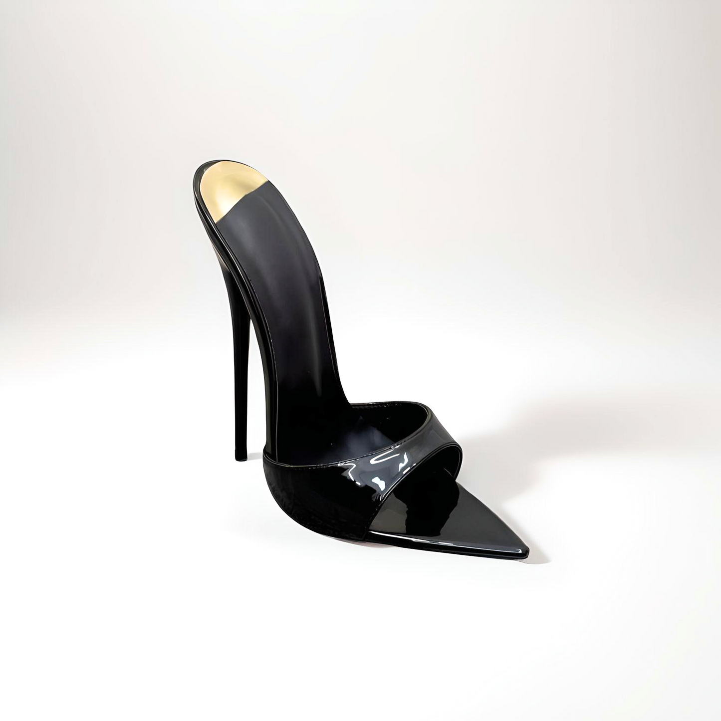 Patent ultra pointed stiletto mules