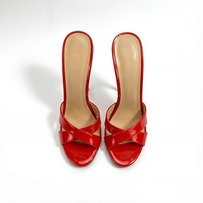 Pantoletten mit Riemchen-Stiletto und runder Spitze, 18 cm