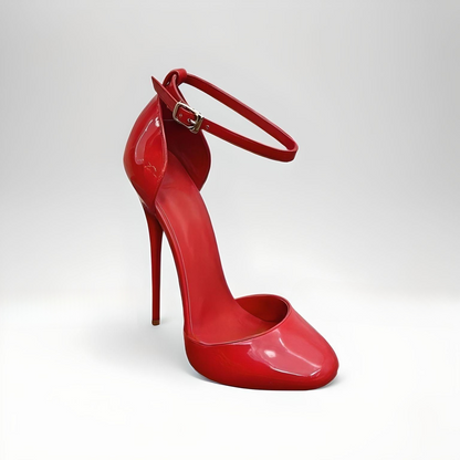 Women’s Round Toe Stiletto Pumps Ankle strap 16cm High Heel