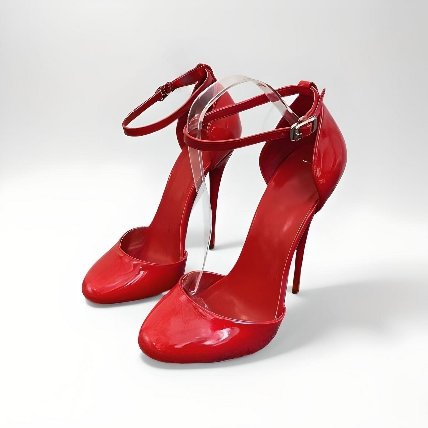 Women’s Round Toe Stiletto Pumps Ankle strap 16cm High Heel