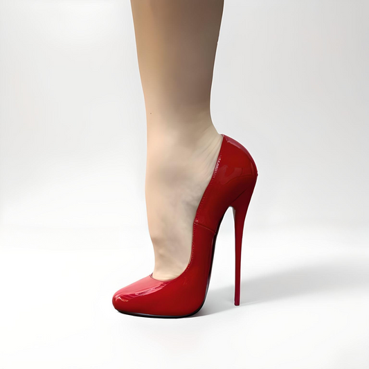 Patent round toe stiletto pointed pumps 16cm 6"