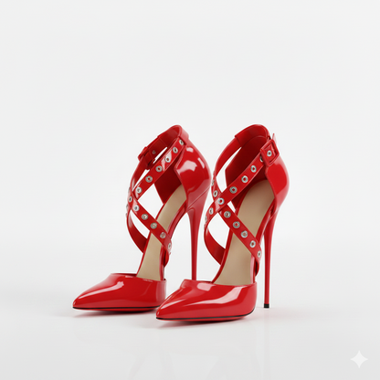 Pointed Criss Cross Front Stiletto Pumps 16cm