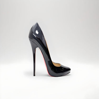 Patent round toe stiletto pointed pumps 16cm 6"