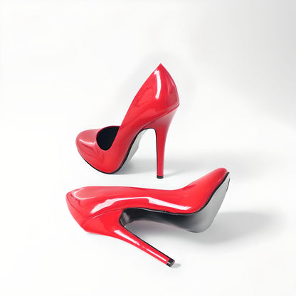 Retro round toe stiletto 14-15cm high heel pumps