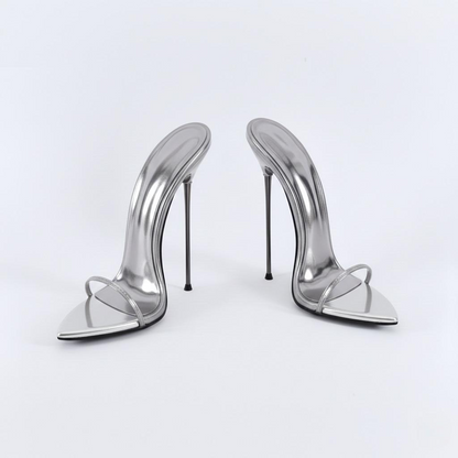 Barely There Ultra slim Metal Stiletto High Heel Mules 13 or 16cm