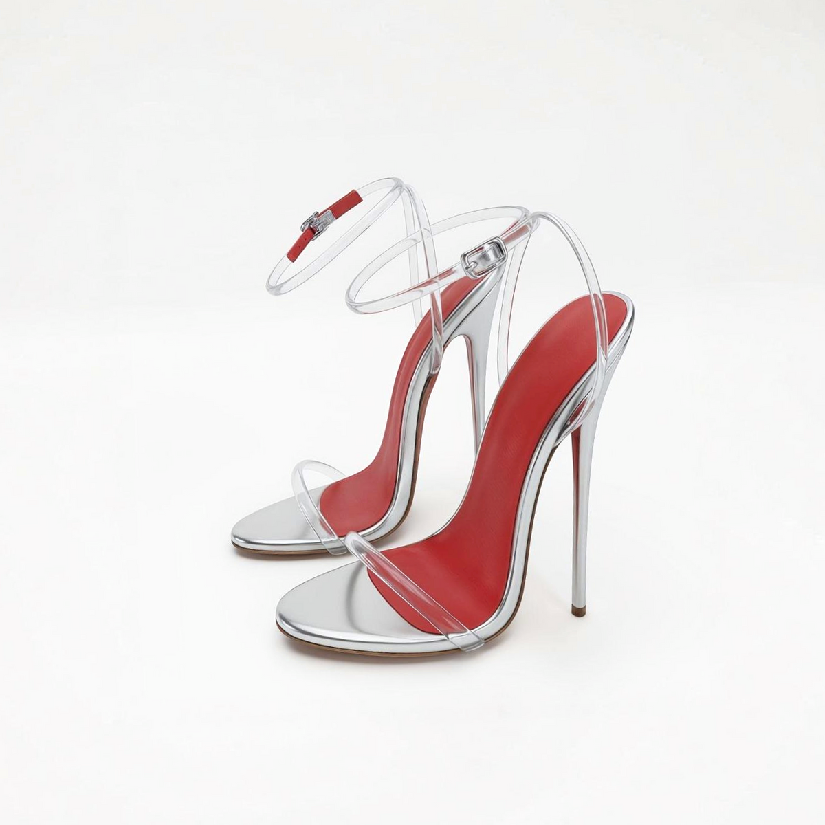 Barely There Clear Strap High Heel Stiletto Sandals