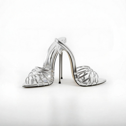 Ultradünne Sandalen mit Stilettoabsatz aus Metall, 13 cm oder 16 cm