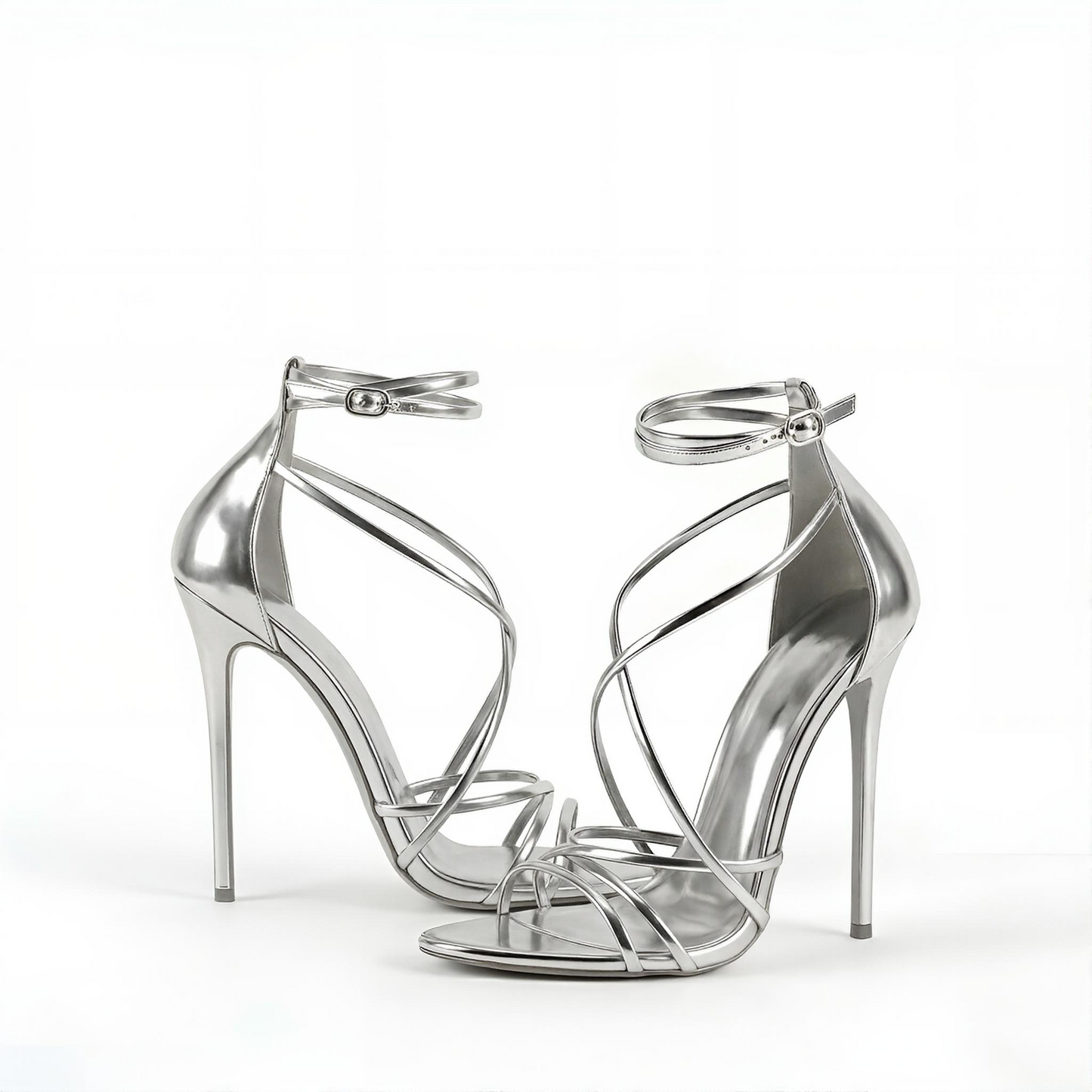 Ultradünne Sandalen mit Stilettoabsatz aus Metall, 13 cm oder 16 cm