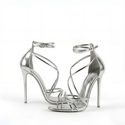 Ultradünne Sandalen mit Stilettoabsatz aus Metall, 13 cm oder 16 cm