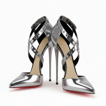 Pointed Criss Cross Front Stiletto Pumps 16cm