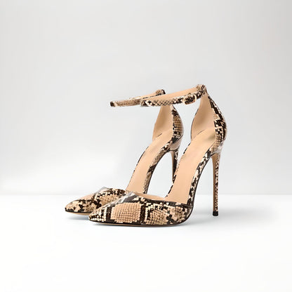 D'Orsay faux snakeskin stiletto pumps