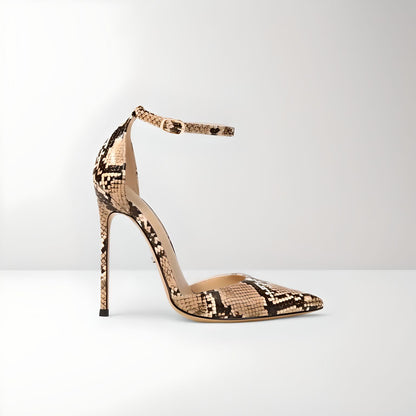 D'Orsay faux snakeskin stiletto pumps