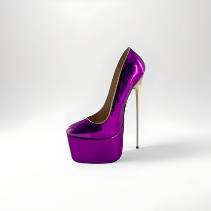 Extreme 22cm metal high heel stiletto platform pumps