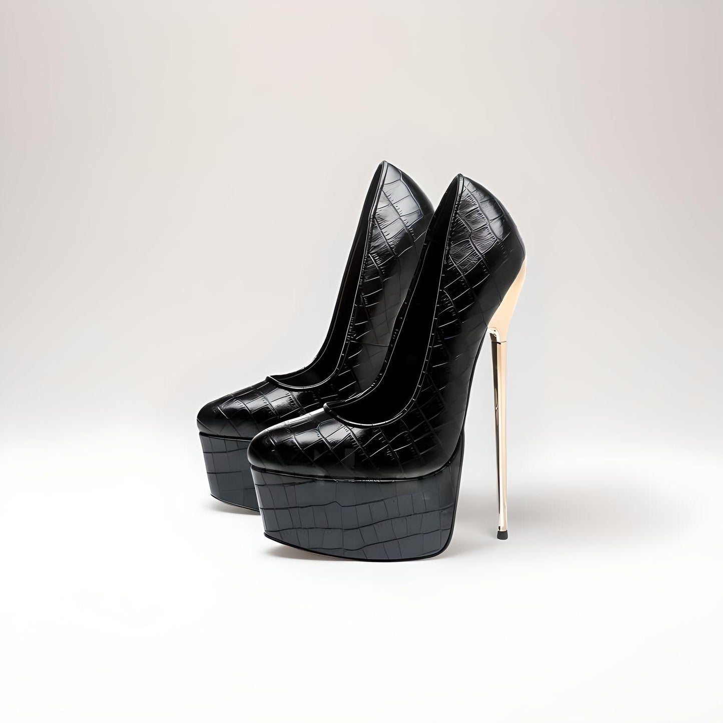 Extreme 22cm metal high heel stiletto platform pumps