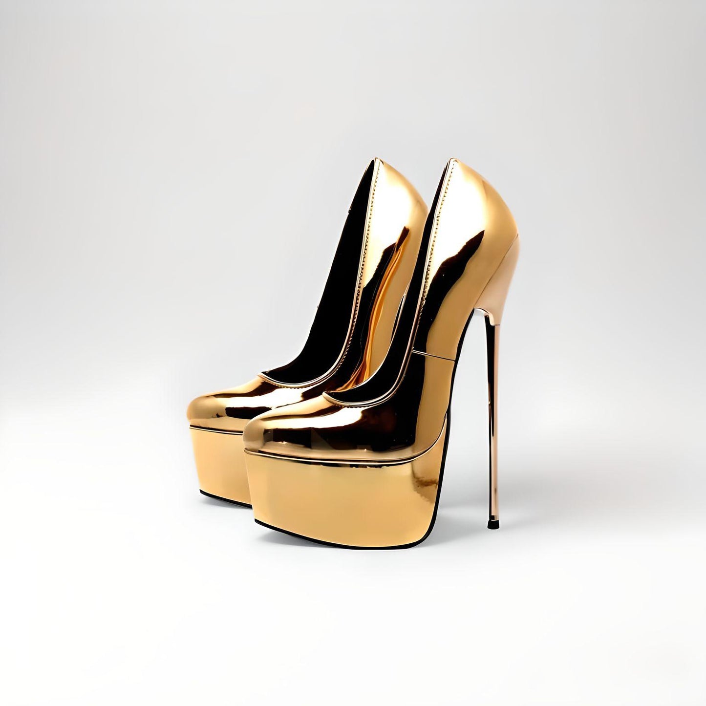 Extreme 22cm metal high heel stiletto platform pumps