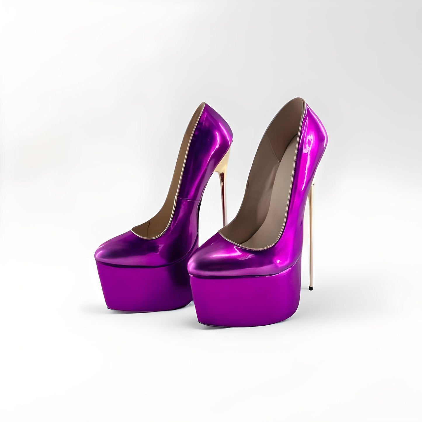 Extreme 22cm metal high heel stiletto platform pumps