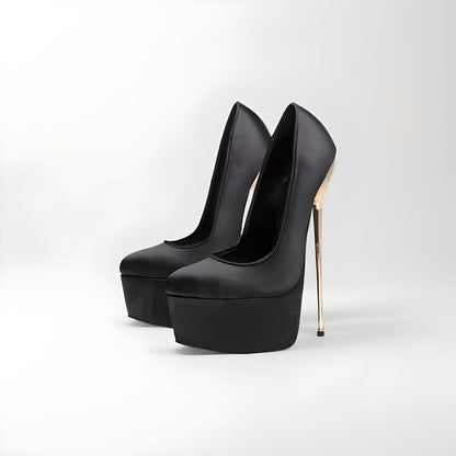 Extreme 22cm metal high heel stiletto platform pumps