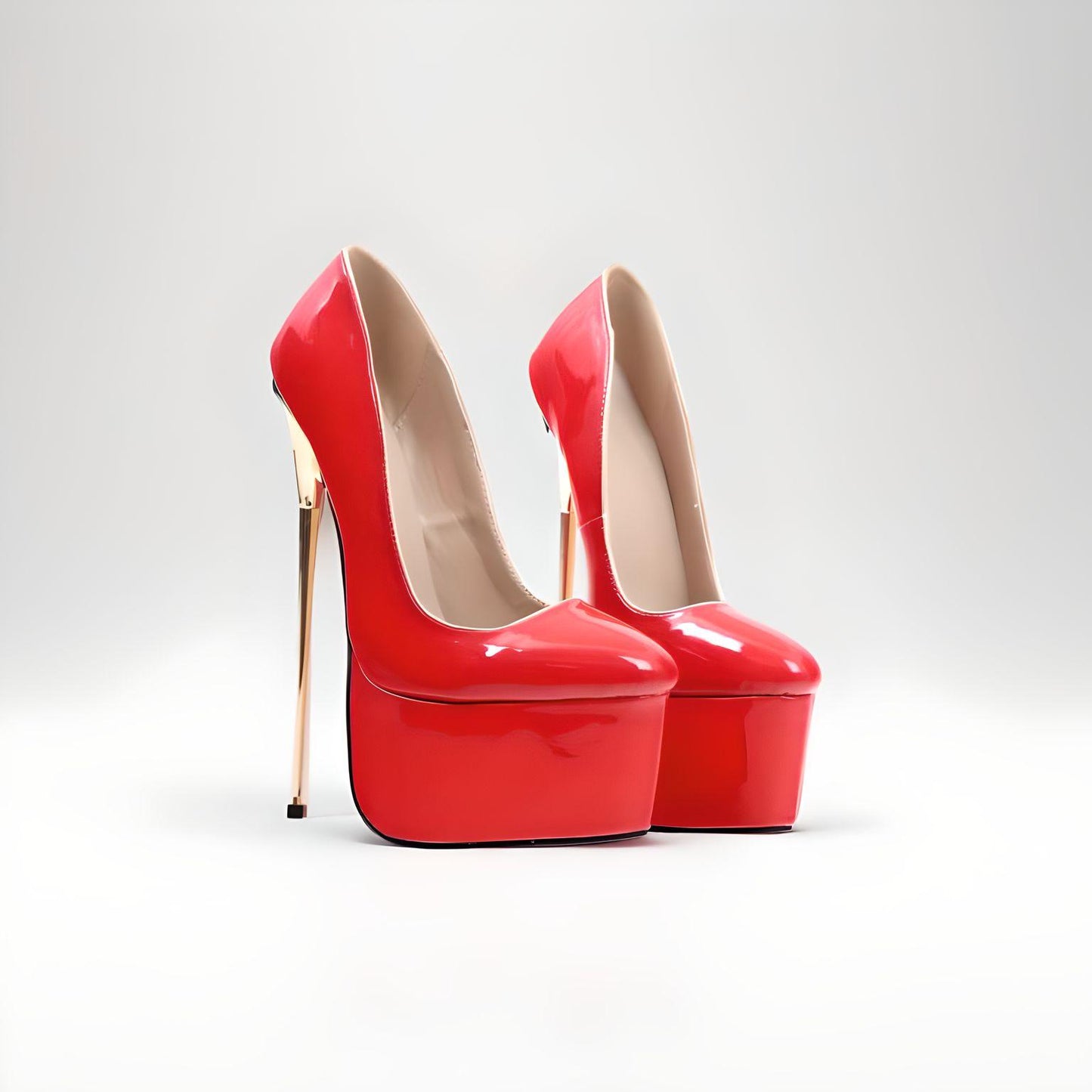 Extreme 22cm metal high heel stiletto platform pumps