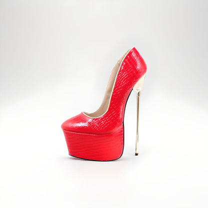 Extreme 22cm metal high heel stiletto platform pumps