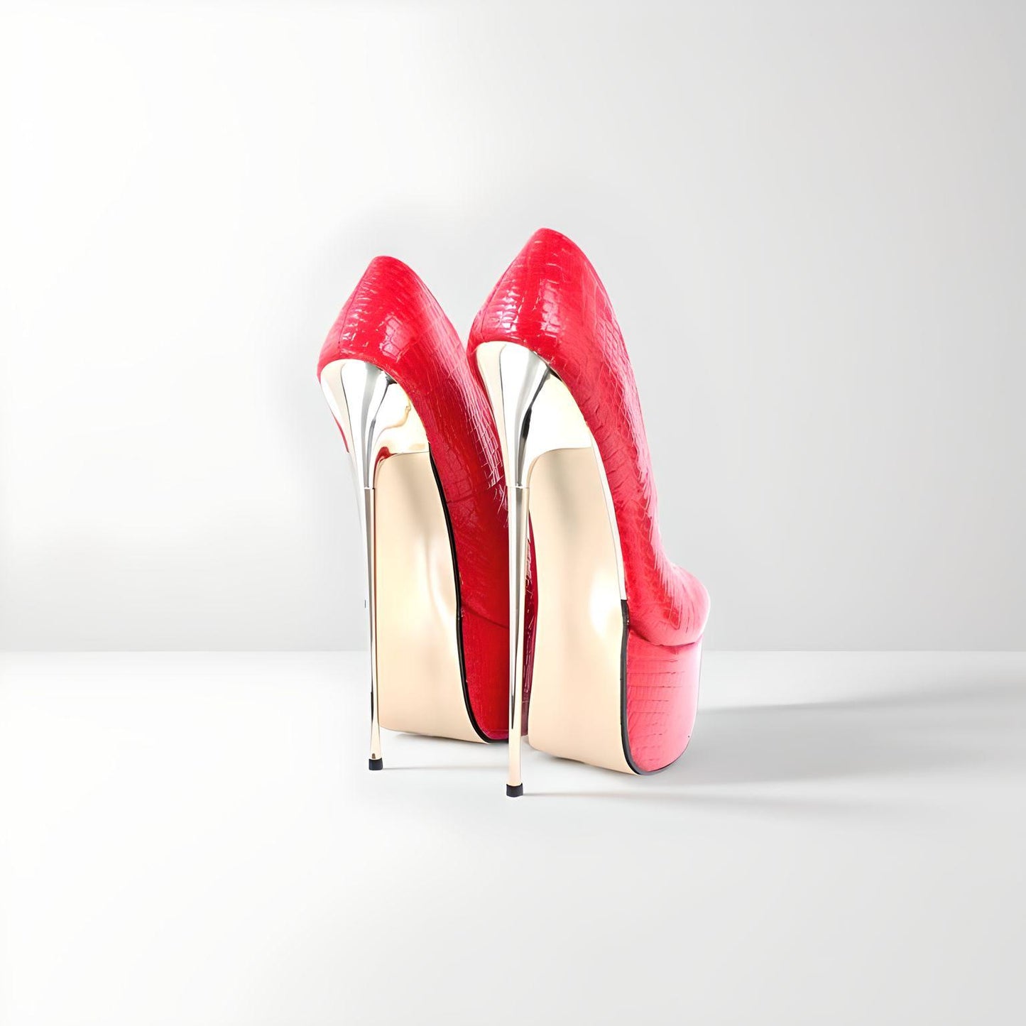 Extreme 22cm metal high heel stiletto platform pumps