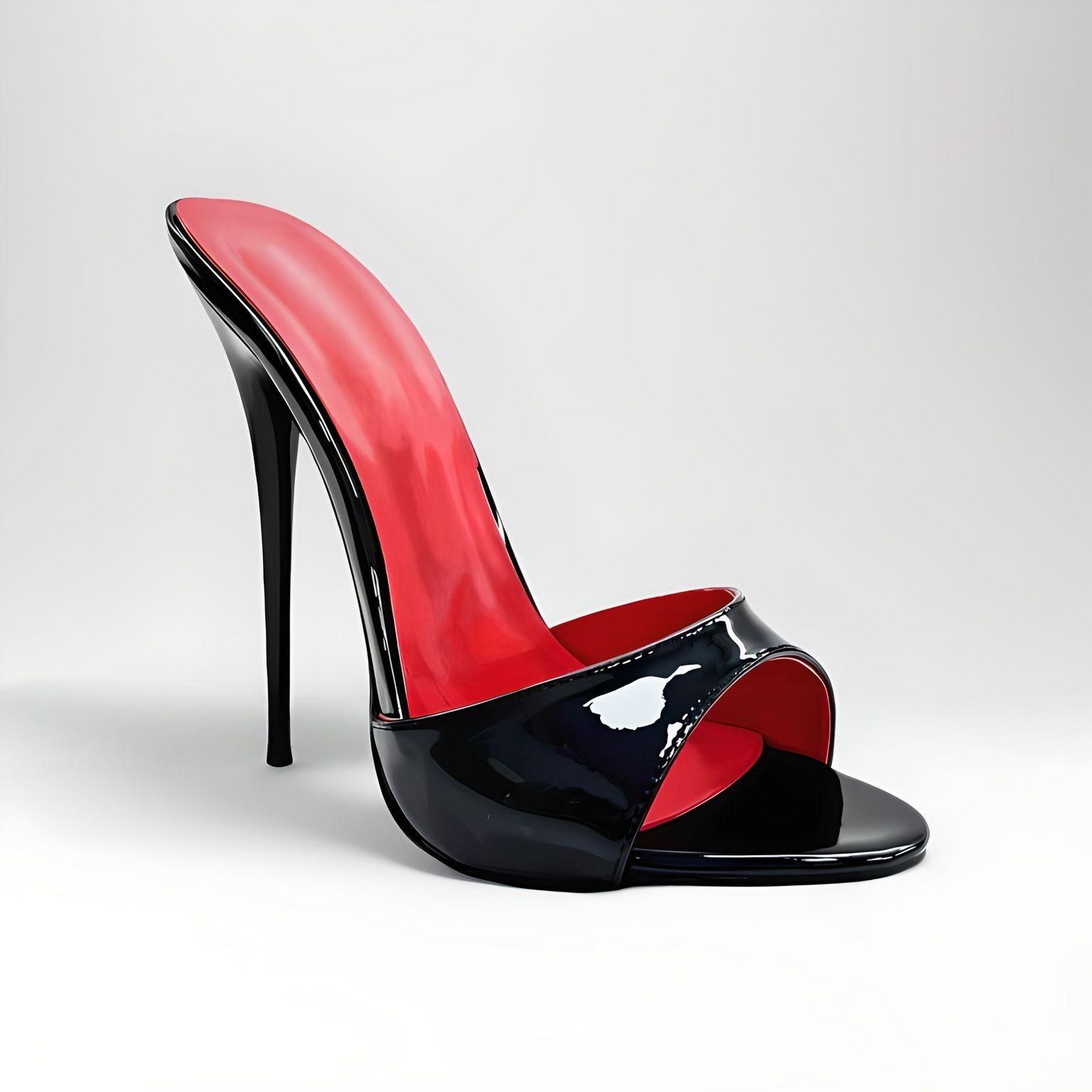 16cm Black and red high-heeled shoe on a white background
