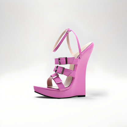 Ultra 18cm high heel buckle wedge sandals